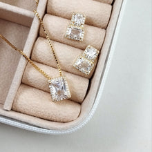 Load image into Gallery viewer, Rectangle double earrings princess set
