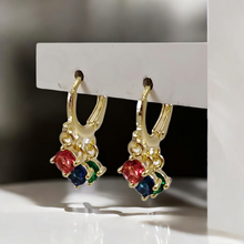Load image into Gallery viewer, Colorful hoop earrings 3 pendants
