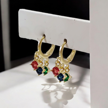 Load image into Gallery viewer, Colorful hoop earrings 3 pendants
