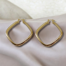 Load image into Gallery viewer, Medium rhombus thick hoop earrings
