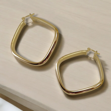 Load image into Gallery viewer, Medium rhombus thick hoop earrings
