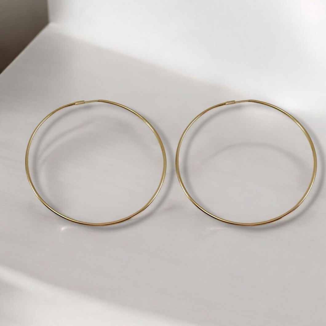 Basic thin maxi hoop 2.5' diameter earrings