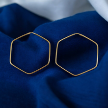 Load image into Gallery viewer, Large hexagonal hoop earrings
