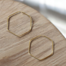 Load image into Gallery viewer, Large hexagonal hoop earrings
