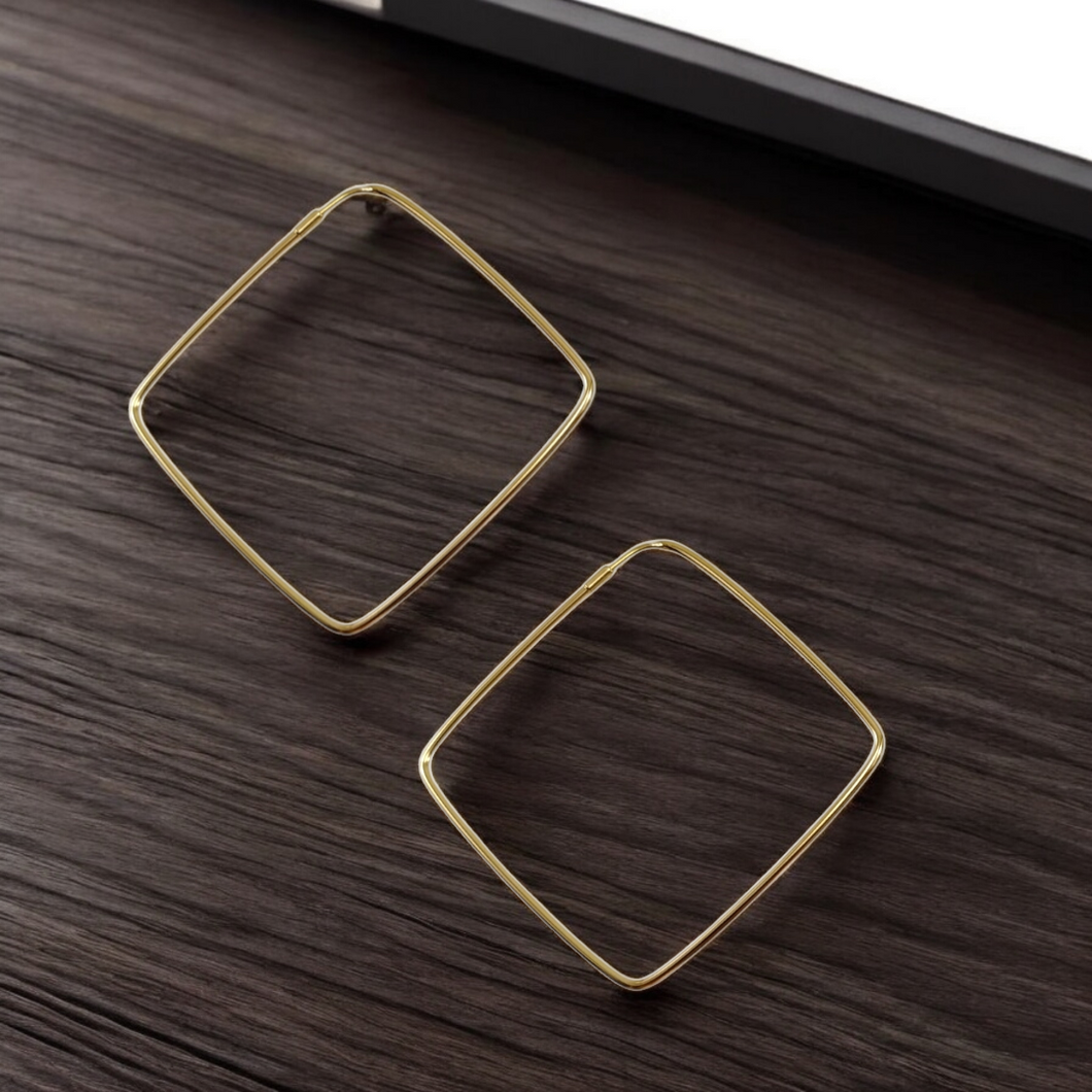 Large diamond square hoop earrings