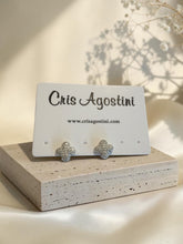Load image into Gallery viewer, Crystal pave clover stud earrings
