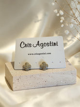 Load image into Gallery viewer, Crystal pave clover stud earrings
