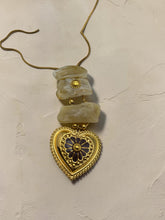 Load image into Gallery viewer, Resin stone old gold heart long necklace
