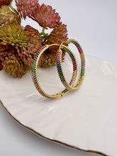 Load image into Gallery viewer, In and out colorful zirconia big hoop earring
