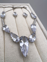 Load image into Gallery viewer, Big cz crystal drop rhodium jewelry set
