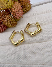 Load image into Gallery viewer, Pentagonal hoop shape cz earrings
