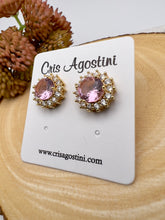 Load image into Gallery viewer, Round princess crystal earrings
