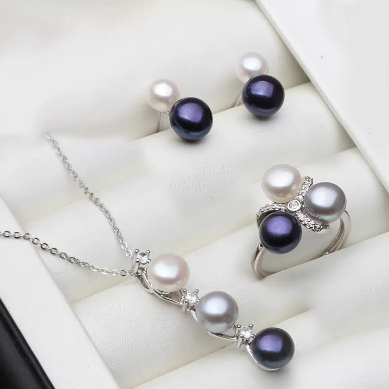 Natural Freshwater colors pearl ring set