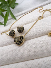 Load image into Gallery viewer, Studded heart black zirconia jewelry set
