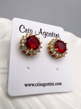 Load image into Gallery viewer, Round princess crystal earrings
