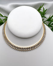 Load image into Gallery viewer, CZ Baguettes with mini link chains choker necklace
