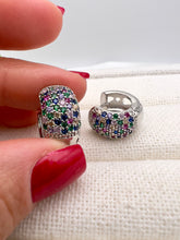 Load image into Gallery viewer, Studded colorful cz thick hoop earrings
