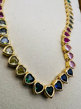 Load image into Gallery viewer, Colorful heart jewel locker choker necklace
