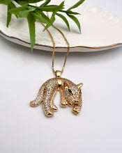 Load image into Gallery viewer, Leopard studded pendant hanging necklace
