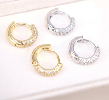 Load image into Gallery viewer, Basic thinner small studded hoop earrings
