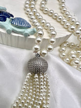 Load image into Gallery viewer, Long tassel shell pearl cz necklace
