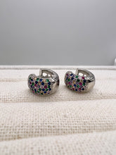 Load image into Gallery viewer, Studded colorful cz thick hoop earrings
