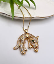 Load image into Gallery viewer, Leopard studded pendant hanging necklace
