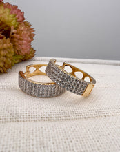 Load image into Gallery viewer, Medium 4 microzirconias layers hoop earrings
