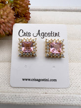 Load image into Gallery viewer, Square crystal princess earrings
