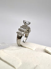 Load image into Gallery viewer, Solitaire ring studded with baguettes and micro zirconia on top
