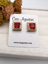 Load image into Gallery viewer, Square crystal princess earrings
