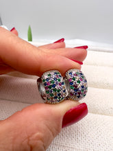 Load image into Gallery viewer, Studded colorful cz thick hoop earrings
