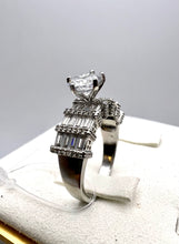 Load image into Gallery viewer, Solitaire ring studded with baguettes and micro zirconia on top
