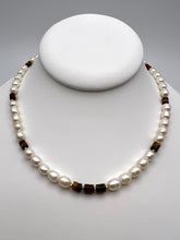 Load image into Gallery viewer, Freshwater pearl with eye of tiger necklace
