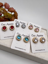 Load image into Gallery viewer, Round princess crystal earrings
