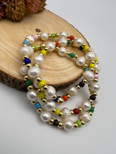 Load image into Gallery viewer, Adjustable pair pearl an colorful beads bracelet
