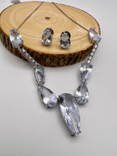 Load image into Gallery viewer, Big cz crystal drop rhodium jewelry set
