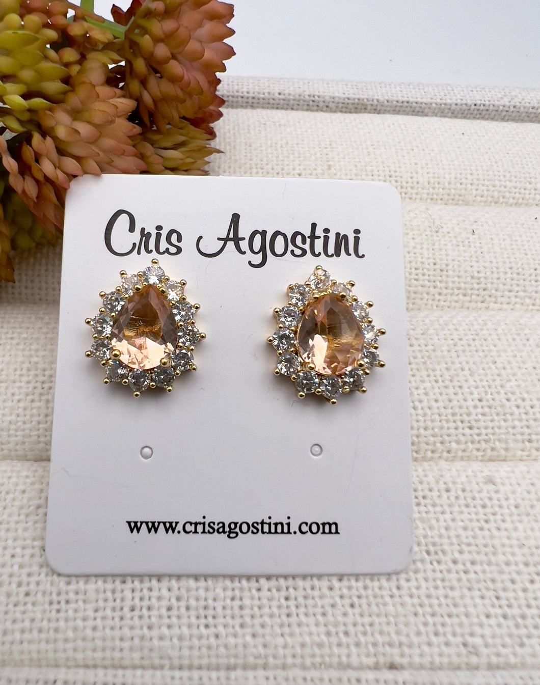 Drop shape crystal princess earrings