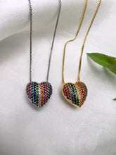 Load image into Gallery viewer, Studded solitaire colorful cz necklace
