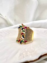 Load image into Gallery viewer, Colorful cz in the middle studded ring
