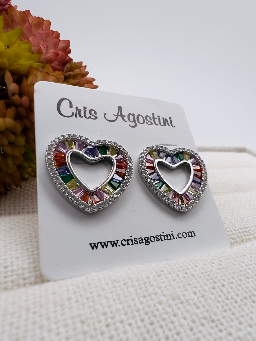 Open heart colorful earrings