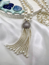Load image into Gallery viewer, Long tassel shell pearl cz necklace
