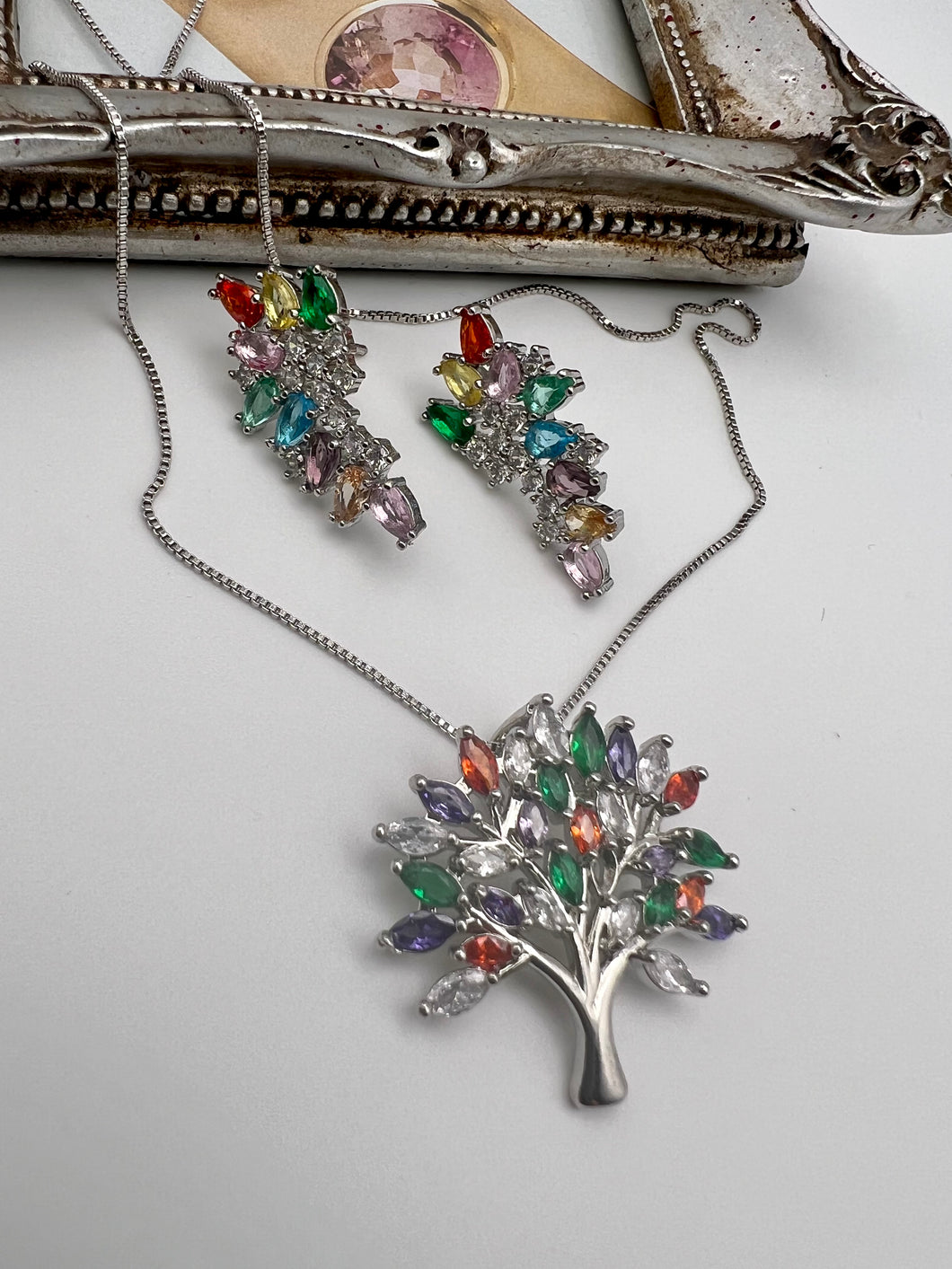 Colorful life tree jewelry set