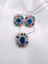 Load image into Gallery viewer, Square set colorful zirconia on the edges jewelry set
