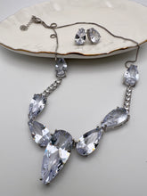 Load image into Gallery viewer, Big cz crystal drop rhodium jewelry set
