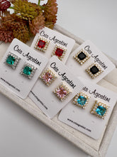 Load image into Gallery viewer, Square crystal princess earrings
