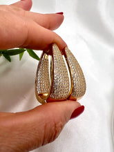 Load image into Gallery viewer, Bold studded hoop that tapers at the top bigger  earrings
