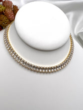 Load image into Gallery viewer, CZ Baguettes with mini link chains choker necklace
