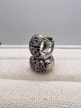 Load image into Gallery viewer, Studded colorful cz thick hoop earrings
