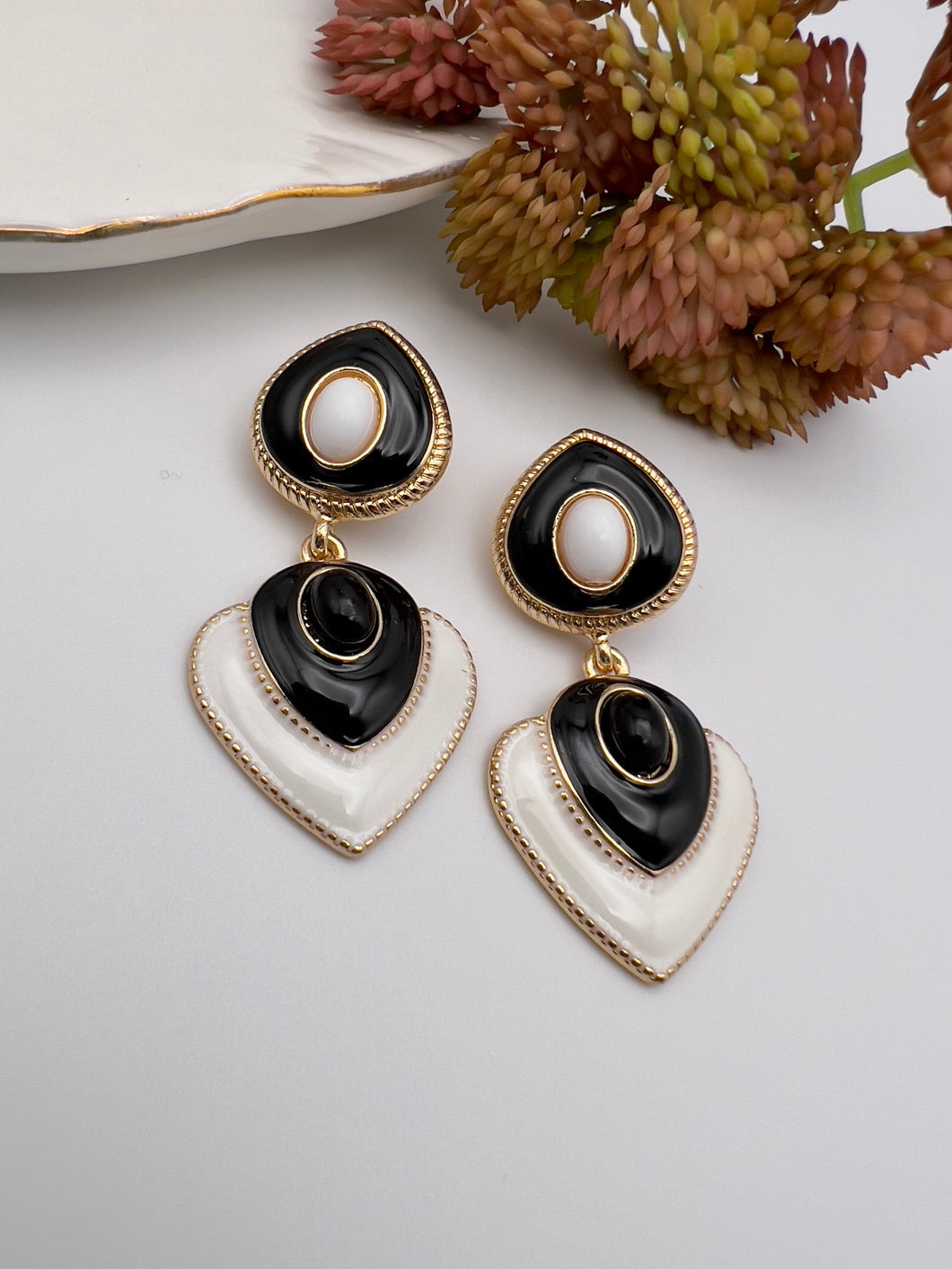 Geometric vintage enamel earrings